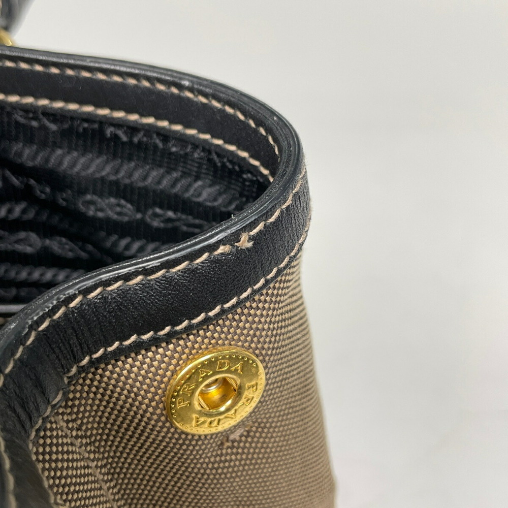 Prada logo jacquard handbag tote bag canvas beige black - Picture 5 of 6
